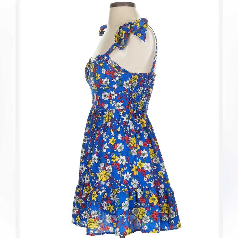 Floral Blue Mini Dress - Picture 6 of 7